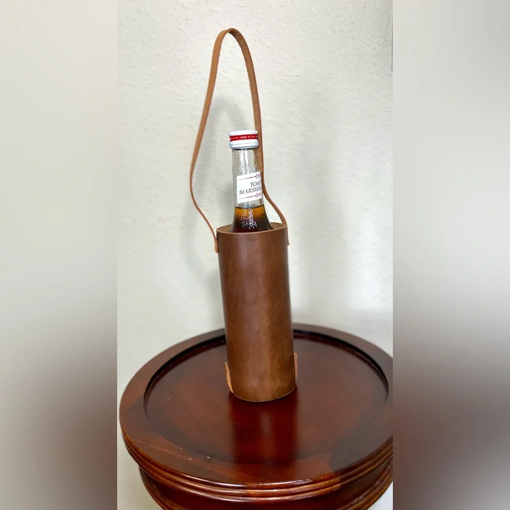 Leather Bottle Holder Tote